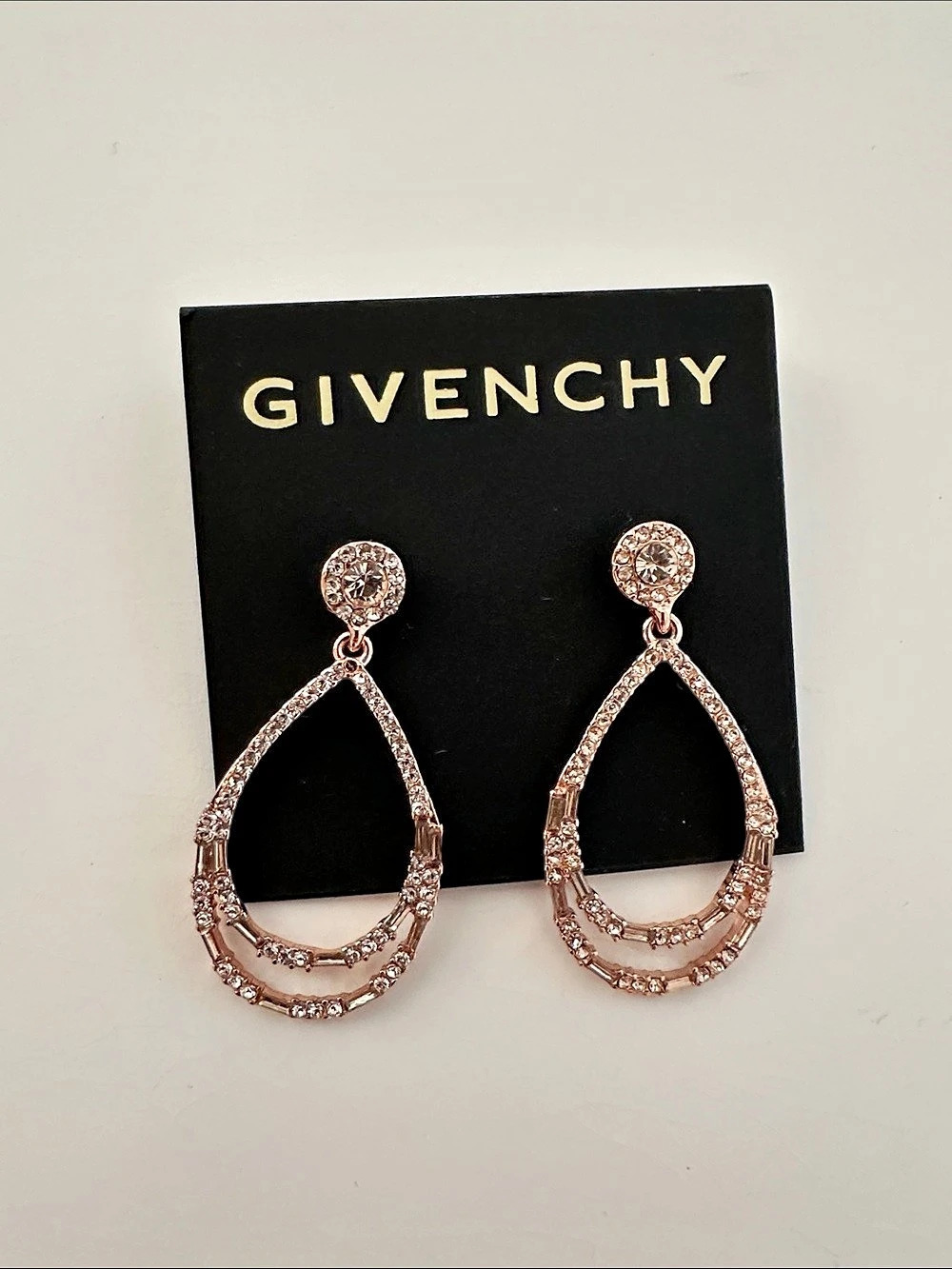 Gorgeous Givenchy Wingate Champagne Teardrop Earrings Rose Gold NWT